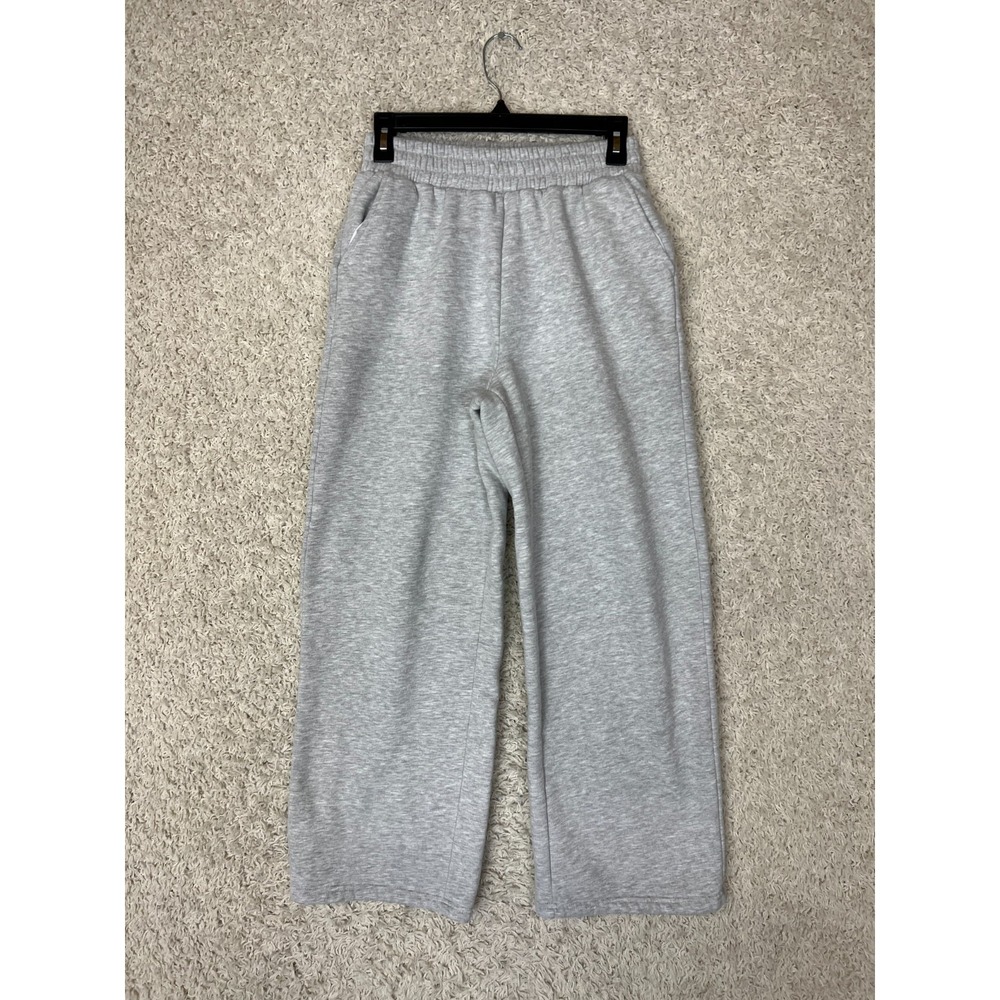 Trendy Queen Sweatpants Womens Small Gray Wide Leg Elastic Waist Comfort